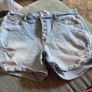 Judy Blue Light Blue Button-Fly Jean Shorts